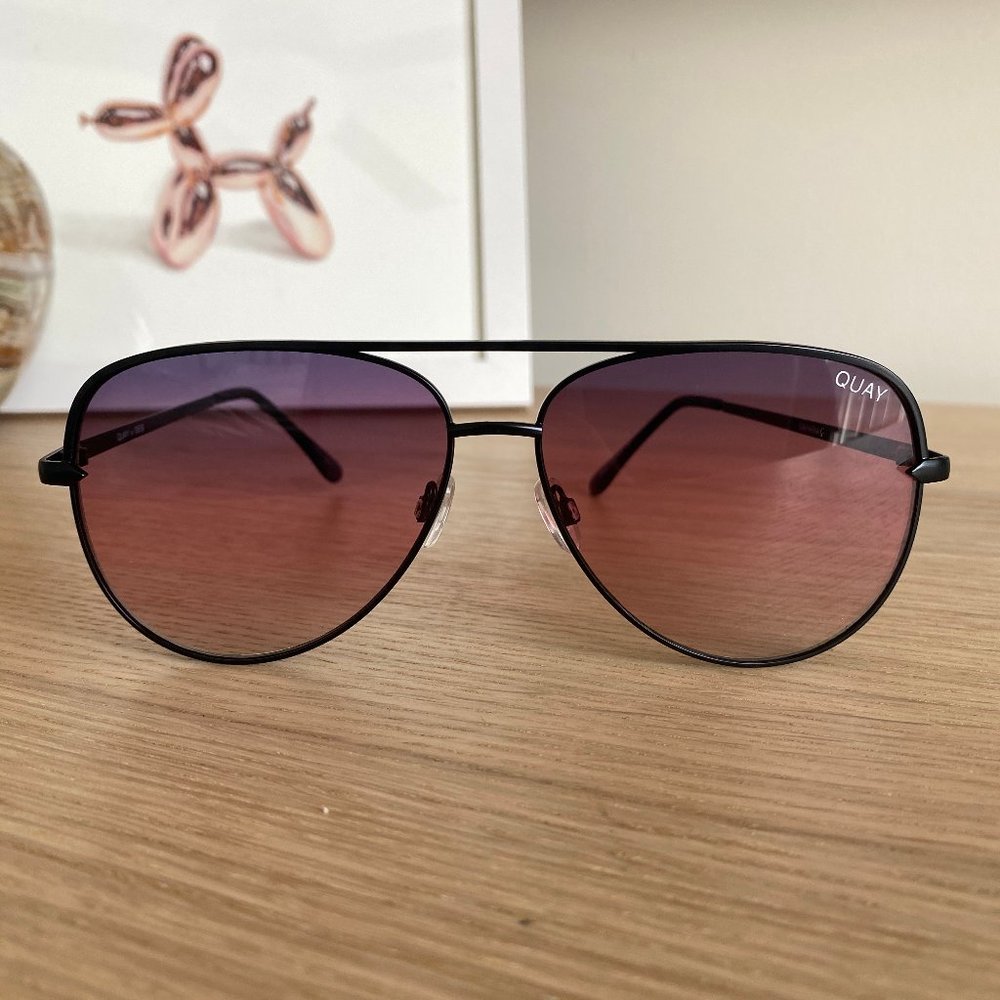 QUAY Sahara Black/Purple Aviator Sunglasses